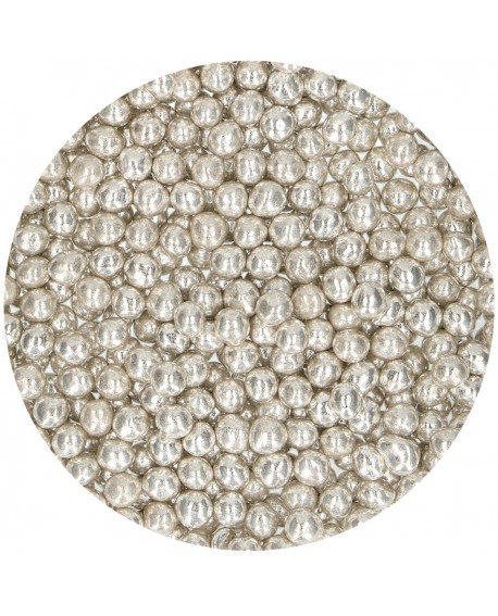 FunCakes weiche Perlen metallisch silbern 55 g