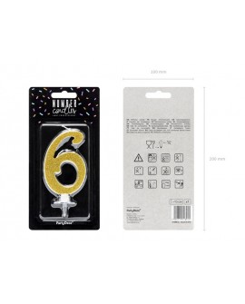 Świeczka cyferka 80 ZŁOTY KONTUR