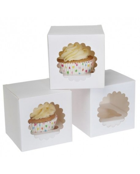 Verpackung für 1 Cupcake WHITE 3 Stück.