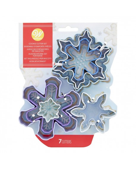 Set of 7 Wilton snowflake moulds from 2.5 to 9.5 cm