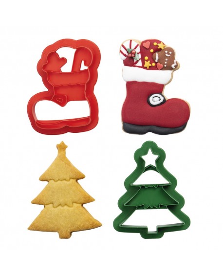 Decora-Formen mit Aufdruck Weihnachtsbaum und Schuh 2 Stück