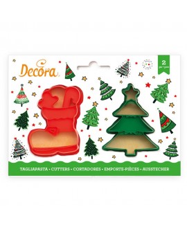 Foremki Decora z odciskiem Świąteczne Choinka i But 2 szt