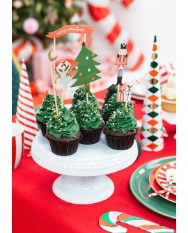 Party Deko Weihnachts-Nussknacker Topper 6er Set.
