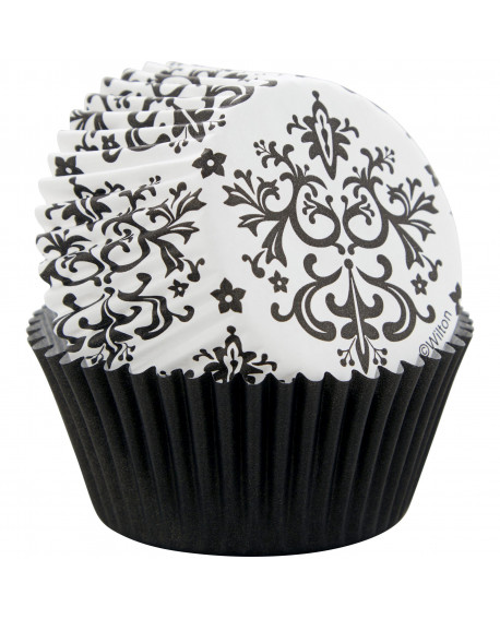 Wilton cups 75 pcs DAMASK + black