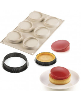 GLAM Tart-Set Perforierter Rand + Silikonform 7 cm Set mit 6 Stück....