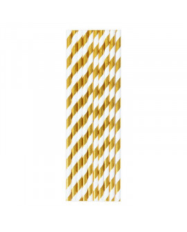 Papierstrohhalme 10Stk Streifen, gold