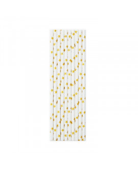 Papierstrohhalme 10Stk Streifen, gold