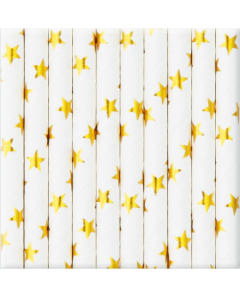 Papierstrohhalme 10Stk Streifen, gold Papierstrohhalme 10Stk Streifen, gold