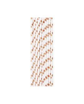 Papierstrohhalme 10 Stk. Rosa Gold Metallic Kreise