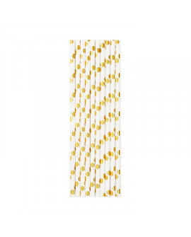Papierstrohhalme 10Stk Streifen, gold