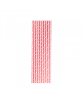 Papierstrohhalme 10 Stk. Rosa mit Polka Dots