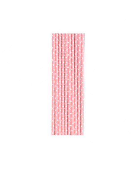 Papierstrohhalme 10 Stk. Rosa mit Polka Dots