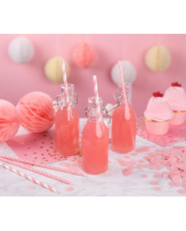 Papierstrohhalme 10 Stk. Rosa mit Polka Dots