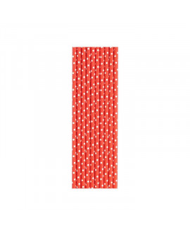 Paper straws, 10 pcs. Red with polka dots
