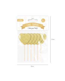 Gold Brokat Herz Picks 6 Stk. Herzen