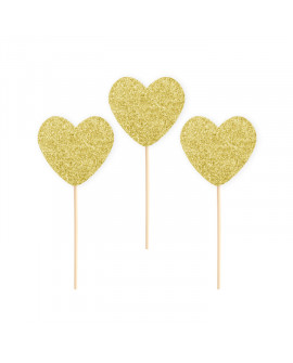 Gold Brokat Herz Picks 6 Stk. Herzen