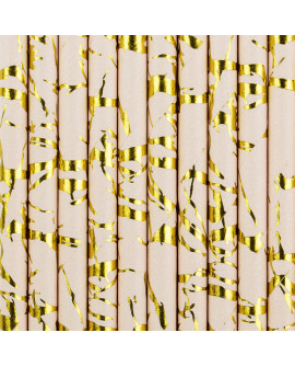 Papierstrohhalme 10Stk Streifen, gold Papierstrohhalme 10Stk Streifen, gold