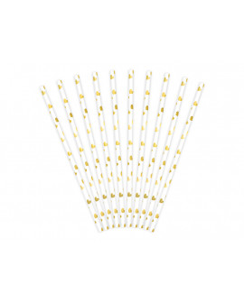 Papierstrohhalme 10Stk Streifen, gold