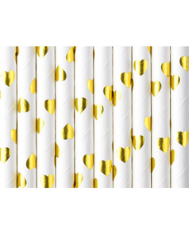 Papierstrohhalme 10Stk Streifen, gold Papierstrohhalme 10Stk Streifen, gold