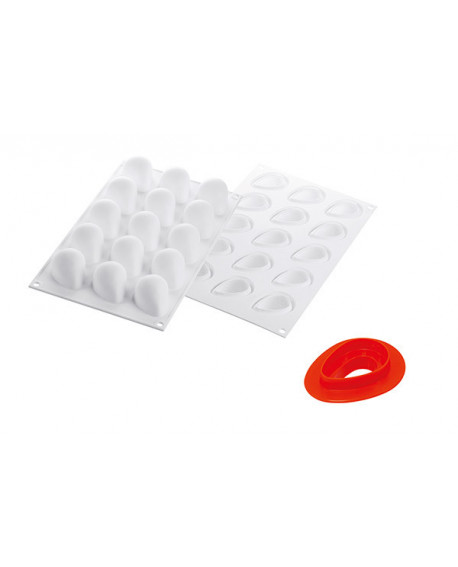3D silicone mold Silikomart STRAWBERRY 15 slots + monoportion cutter