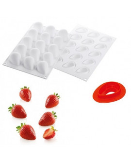 Forma silikonowa 3D Silikomart Truskawka 15 gniazd + wykrawaczka...