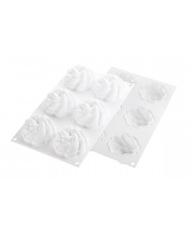 Forma silikonowa 3D Silikomart FLEUR 6 gniazd + tacki monoporcje