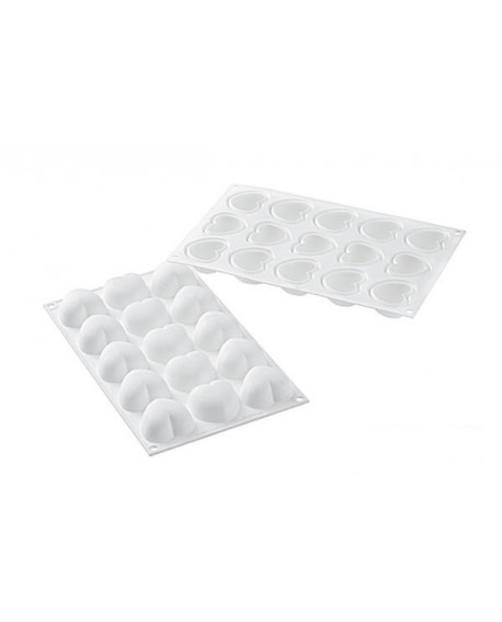 3D silicone mold Silikomart CUPIDO 15 sockets + heart cutter monoportions