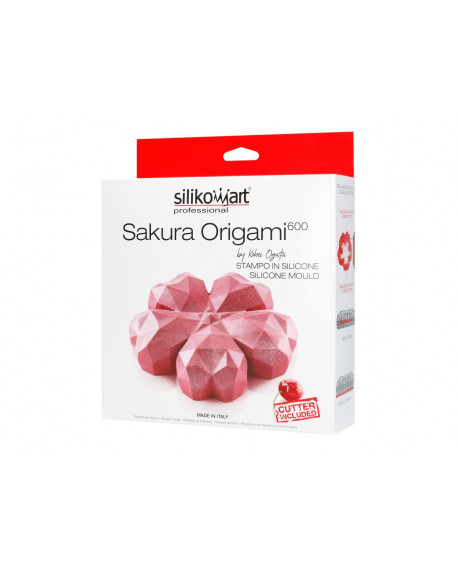 3D silikonová forma Silikomart SAKURA ORIGAMI + vykrajovátka srdce, monoporce