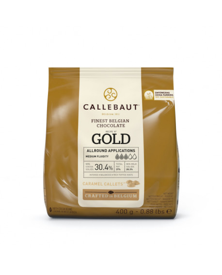 Dropsy czekoladowe Callebaut Czekolada Złota Gold 400 g Karmelowa