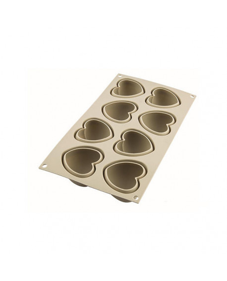 Forma silikonowa 3D Silikomart Cuoricino 8 gniazd Serce monoporcje
