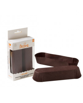 Papilotki owalne do eklerów Decora 60 szt BRĄZOWE 135 mm