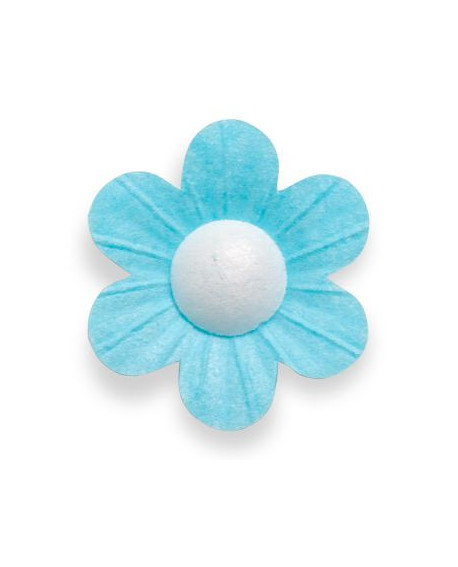 Oblatenblüten, blau mit Blättern, 12 Stück, Oblatenblüten, Vergissmeinnicht