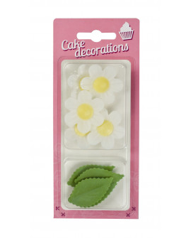 Wafer FLOWERS white with leaves 12 pcs waffle Forget-me-nots