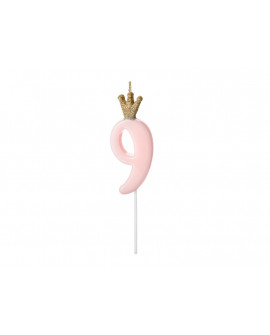 PD 9 pink candle with a crown