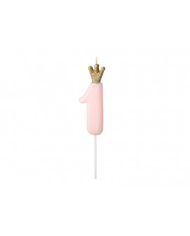 PD Kerze 1 rosa mit Krone