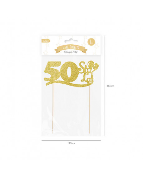 Happy Birthday Topper 50 Gold Glitter Cake Decoration