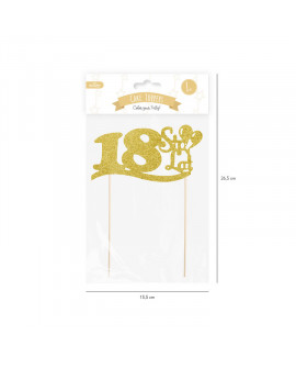 Topper Sto Lat 18 Złoty Brokatowy Ozdoba na tort