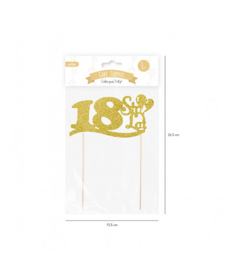 Happy Birthday Topper 18 Gold Glitter Cake Decoration