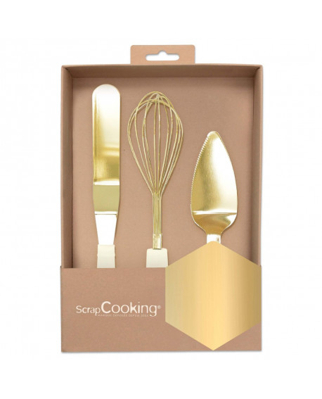 Spatel Schneebesen Spatel Golden Set ScrapCooking