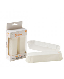 Papilotki owalne do eklerów Decora 60 szt BIAŁE 135 mm