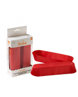 Papilotki owalne do eklerów Decora 60 szt CZERWONE 135 mm