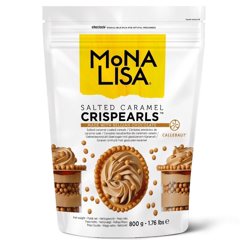 Mona Lisa Crispearls Callebaut Streusel 800g Karamell Gold