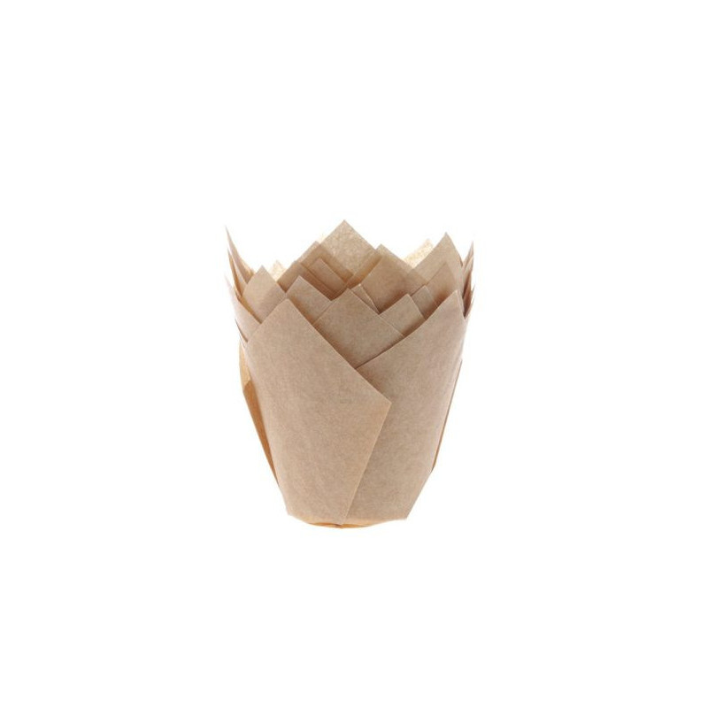 Tulipános cupcake lapok BÉZS 180 db Kraft Eco