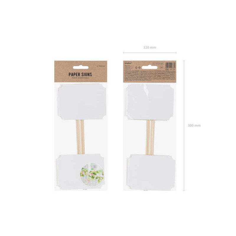 Tabliczki na słodki stół Białe 4 szt. Winietki Karteczki