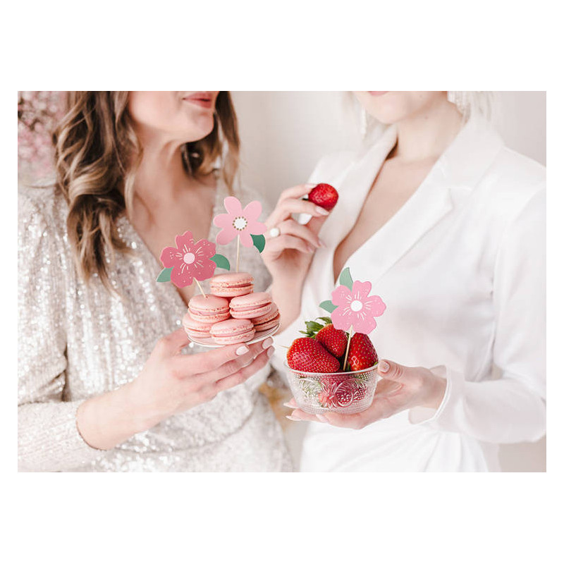 Topper Kwiaty Ozdoba na tort 8 szt.