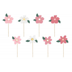 FLOWERS Topper Tortendekoration 8 Stück.
