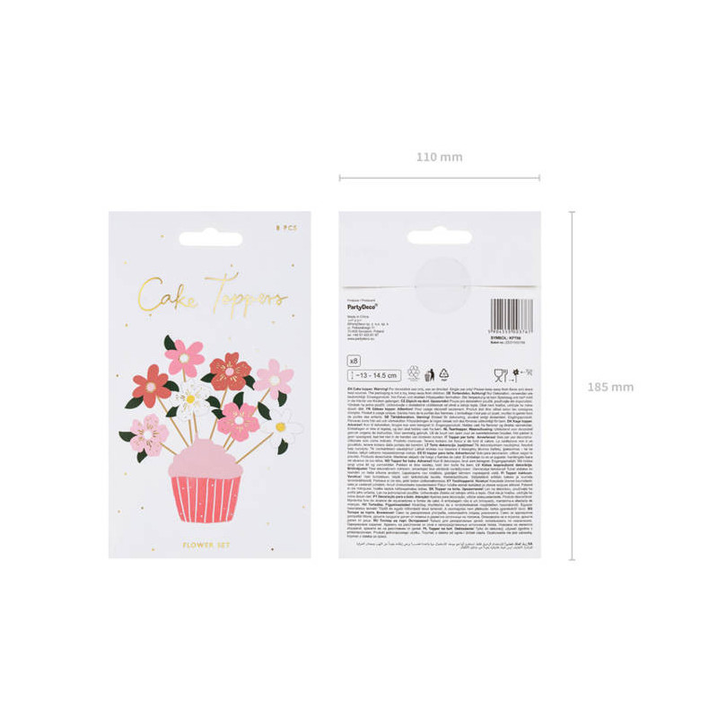 Topper Kwiaty Ozdoba na tort 8 szt.