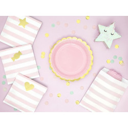 Torebeczki na słodycze Yummy 6 szt. jasno różowe + złota naklejka
