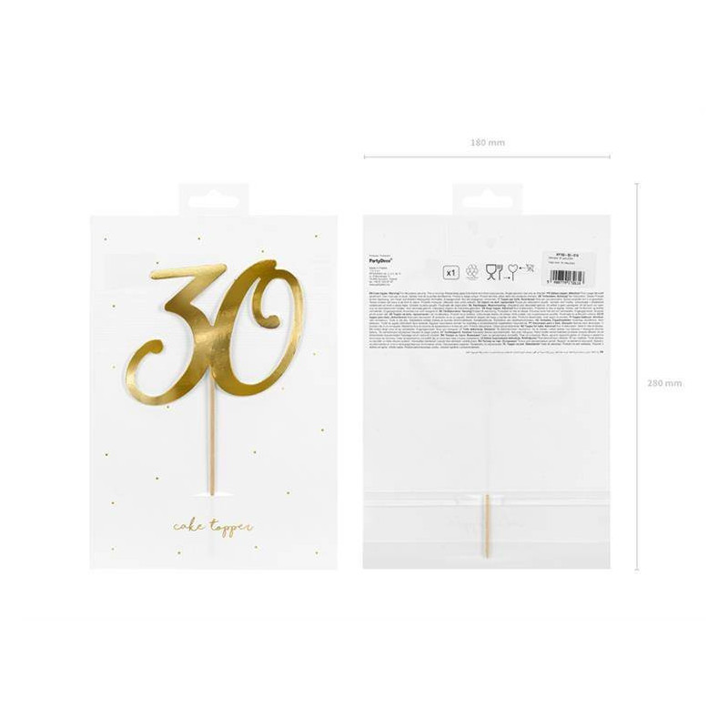 Topper 30 Złoty Ozdoba na tort