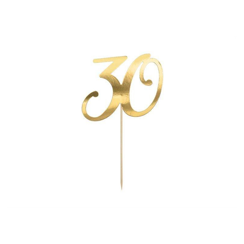 Topper 30 Złoty Ozdoba na tort